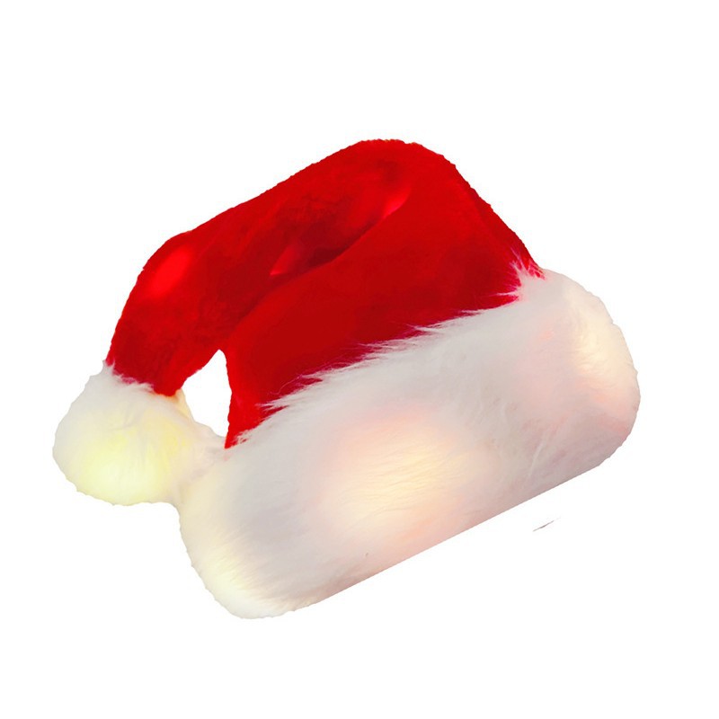 Samt-weihnachtsmannmütze, Die Im Dunkeln Leuchtet, Mit Roter Und Weißer Lichterkette, Led-weihnachtsmannmütze, Die Im Dunkeln Leuchtet, Weihnachtsdekoration, Partyzubehör, Weihnachtsgeschenke, Geeigne