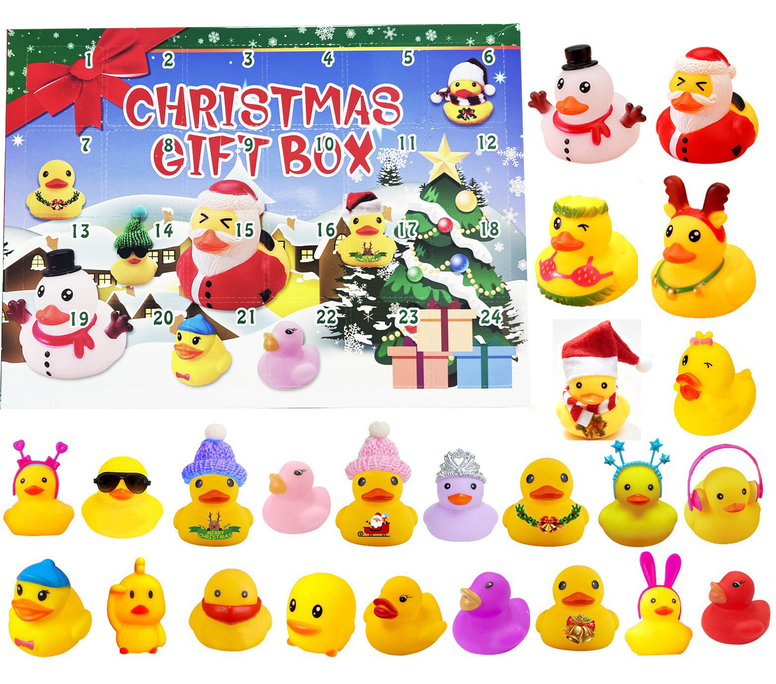 Adventskalender Mit Gummienten 2026, 24-tägiger Countdown Bis Weihnachten, Adventskalender Für Kinder, Ein Weihnachtsgeschenk Für Jungen Und Mädchen.