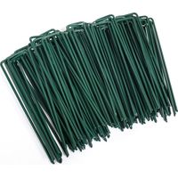 Gartenpflöcke 100 Stück (150 X 30 Mm, Ø 3 Mm), Befestigungspflöcke Aus Stahl Für Garten, Mulchfolien Und Gartengitter, Heißverzinkt, Rostfrei, U-förmige Klammern