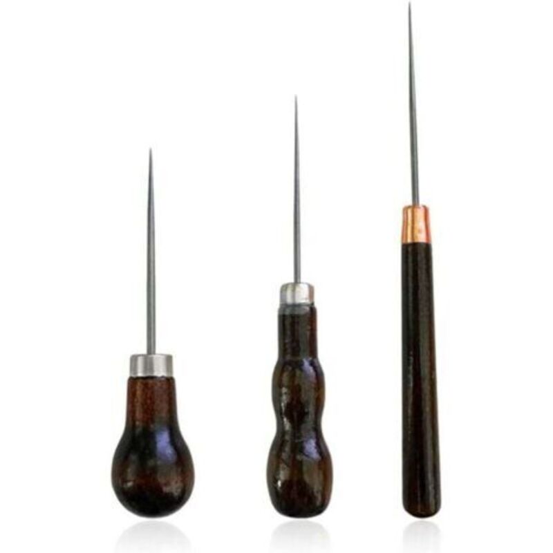 3-teiliges Nähwerkzeug-set Mit Lederahle, Lederstempel Und Holzahle Für Ledernähen Und Diy-lederhandwerk-projekte.
