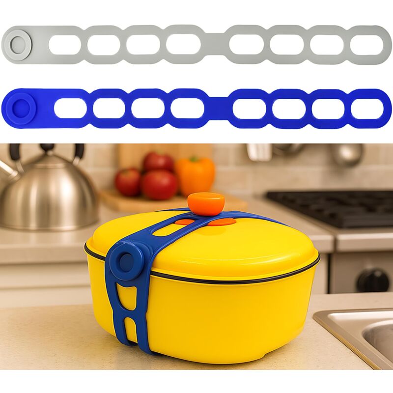 Silikon-verschlussband Für Slow-cooker-deckel Und Töpfe, 2er-pack Wiederverwendbare Elastische Bänder Mit Automatischer Verriegelung, Befestigungsband Zum Bündeln Von Vorhängen Und Kabeln