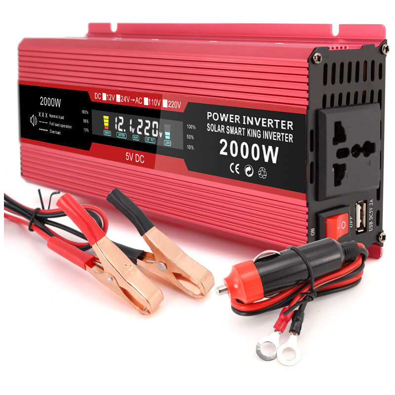 1200w 12v Auf 220v Modifizierte Sinuswelle Wechselrichter Dc Zu Ac Mit Lcd-anzeige, 1 Ac-steckdose, 1 Usb-anschluss, Für Laptop, 1200w-12v
