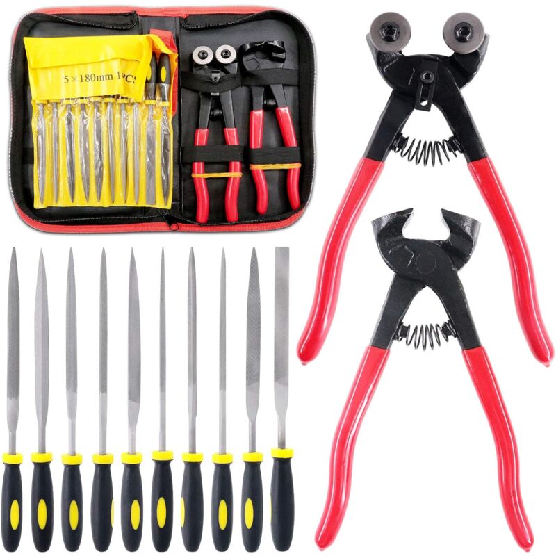 Bluedeer – 12-teiliges Mosaikwerkzeug-set – 20,3 Cm Fliesenschneider – 10 Diamantfeilen Für Präzise Schnitte – Kohlenstoffstahl