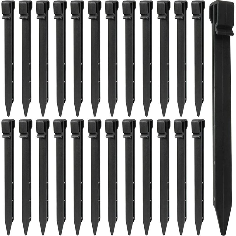 25 Stück Kunststoff-bodenanker, 25 Cm Robuste Landschaftsrand-pflöcke, Zeltanker-spitzen Für Zelte, Terrassendielen, Rasenränder, Garten Im Außenbereich (schwarz)