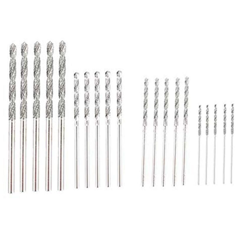 Set Aus 20 Diamantbeschichteten Bohrern, 4 Größen (1, 1,5, 2, 2,5 Mm) Zum Bohren Von Glas, Muscheln Und Edelsteinen