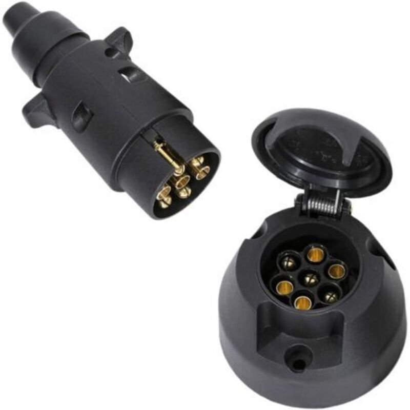 7-poliger Stecker Und 7-polige Buchse Für Anhänger, 12v Wasserdichter Anhängerstecker Für Anhängerkupplung, Geeignet Für Lkw, Wohnmobile Und Autos (mit Gummistiefeln)