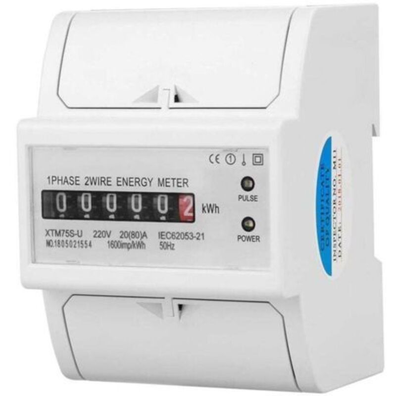 Kwh-zähler, Elektronischer 2-draht-stromzähler, Einphasiger Stromzähler, Din-schienen-stromzähler Für Das Haus (20(80) A)