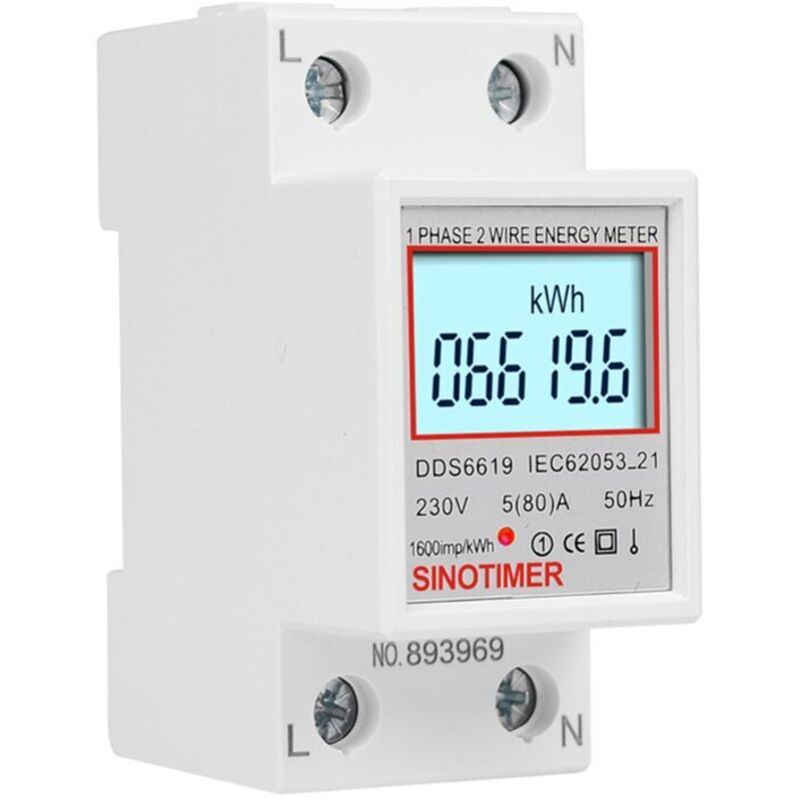 Dds6619-006 Hintergrundbeleuchtete Anzeige, Din-schienenmontage, Einphasiger Elektronischer Stromzähler, 2p, 5(80)a, 230v