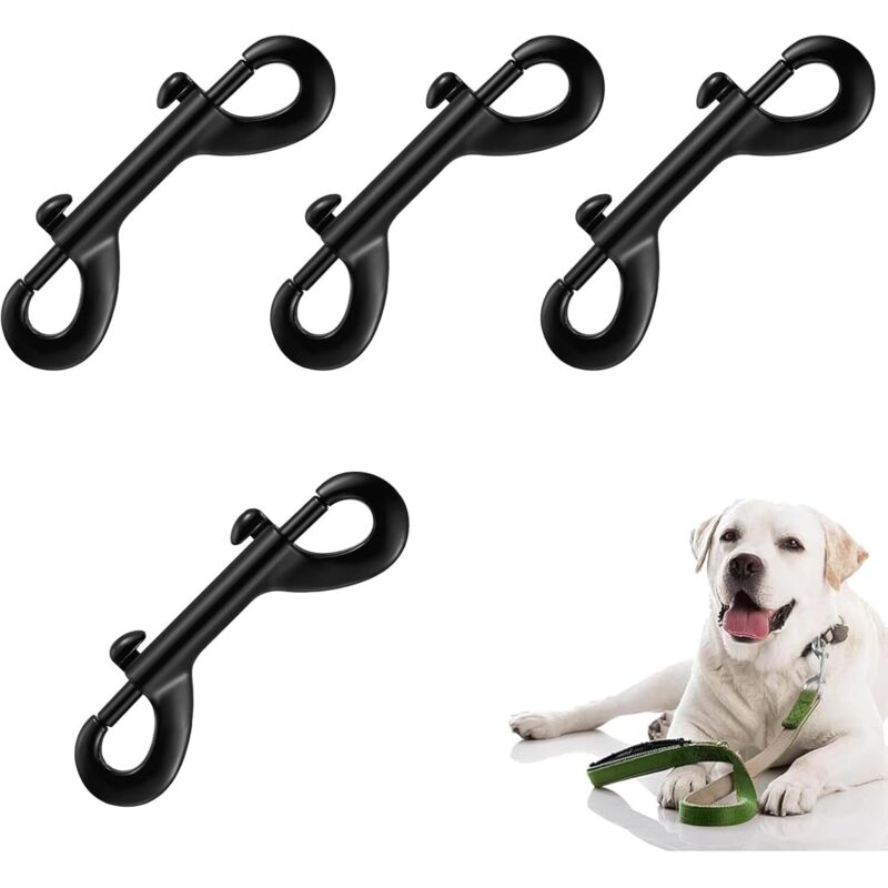 4er-set Robuster Doppelkarabiner – Aus Druckgegossenem Zink – Vernickelt – Schwarz