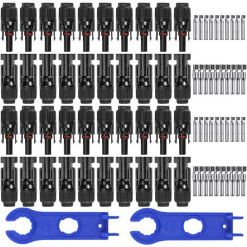 20 Paar Solar-photovoltaik-steckverbinder, Pv-stecker Männlich/weiblich, Doppelte Dichtungsringe Wasserdicht, Für Photovoltaik-solarmodul-kabelzubehör