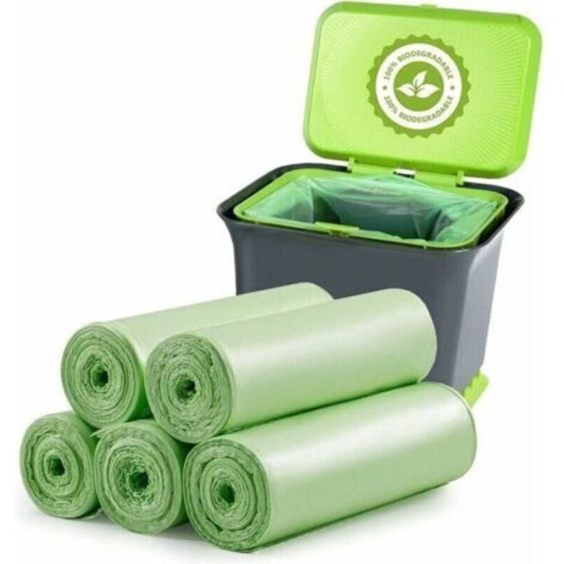 100er-packung Biologisch Abbaubarer Müllbeutel, 20 Liter, Dick, Biologisch Abbaubar Und Kompostierbar, Für Lebensmittel, Haushalt, Küche, Büro, Gartenabfälle Und Haustiere (5 Rollen)