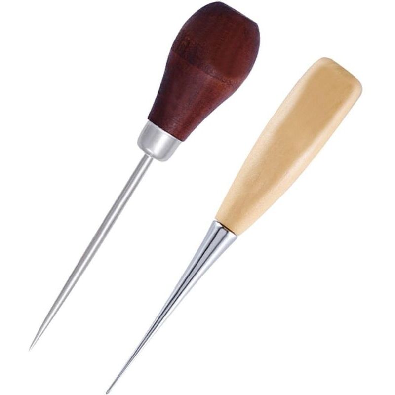 2 Stück Runde Leder-nähmaschine Mit Holzgriff, Kürbisförmiger Locher, Lederwerkzeug, Diy-handnähwerkzeug