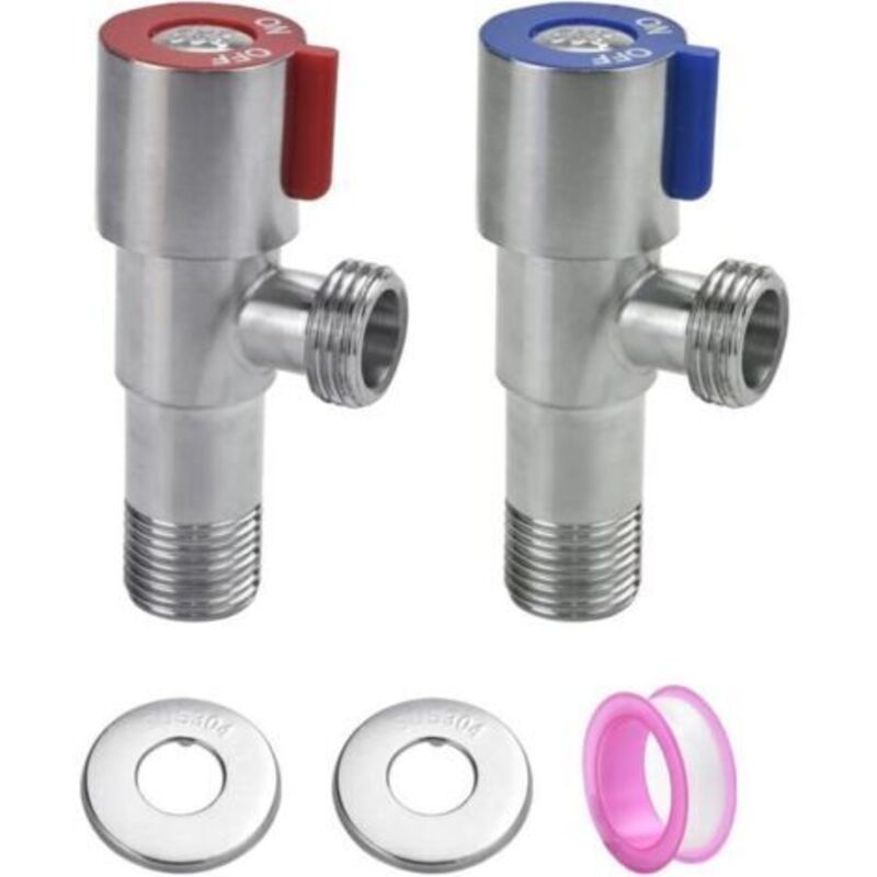 2 Stück Edelstahl 304 Eckventile, Metall-eckregelventil, Universelles Eckventil Mit Dichtband Für Waschbecken-, Toiletten- Und Heizungsarmaturen
