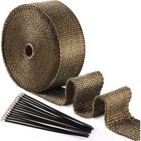 15m 50mm Thermisches Isolierband Aus Titan-magma + 15 Schwarze Edelstahl-kabelbinder Für Motorrad-auspuffkrümmer, Mit Eigenschaften: 15a, Stahl