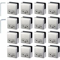 16 Stück Glaszangen 8-10 Mm, Edelstahl-glashalter Für Quadratische Glasplatten 8-10 Mm, Mit 2 Inbusschlüsseln Für Treppengeländer