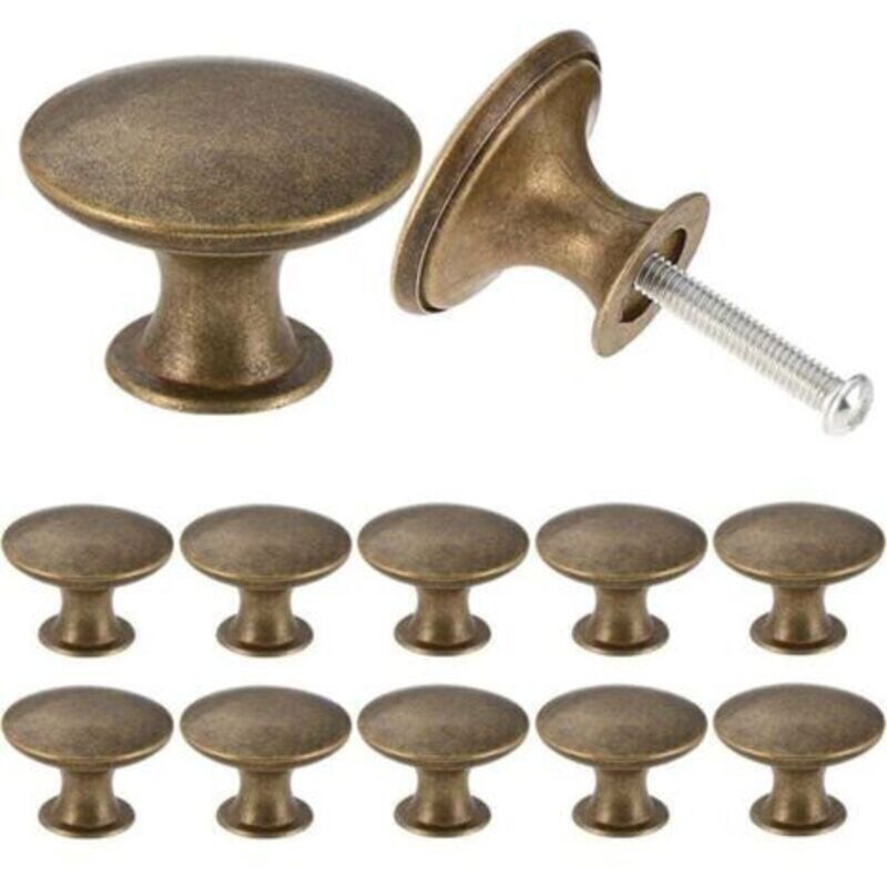 Set Aus 24 Vintage-chic Schrankknöpfen Aus Antikem Messing, Rund, 30 Mm, Für Küchenschranktüren