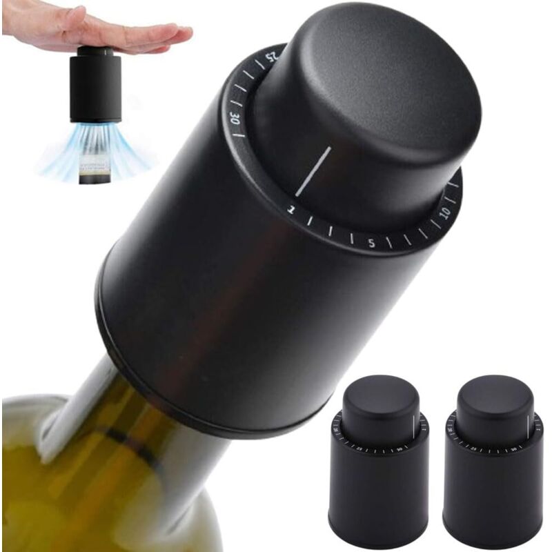 2er-set Champagner-verschlüsse Aus Silikon, Wiederverwendbare Vakuum-weinverschlüsse, Champagnerkorken Mit Datumsanzeige, Bewahren Die Frische Des Weins – Ideales Geschenk Für Weinliebhaber