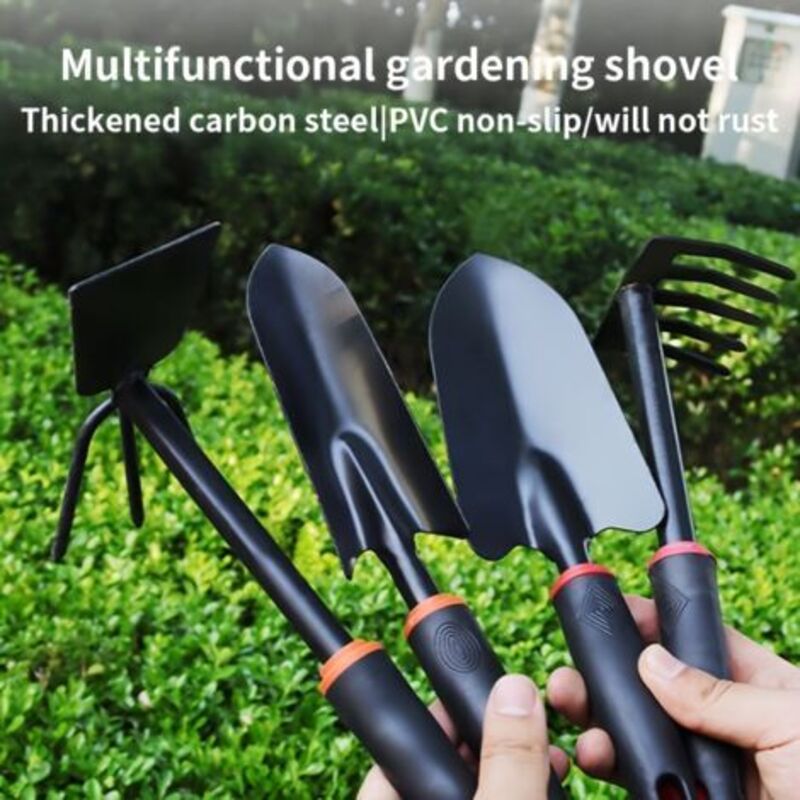 4-teiliges Gartenwerkzeug-set: Breite Schaufel, Schmale Schaufel, 5-zahniger Rechen Und Doppelrechen Für Pflanzen, Outdoor Und Strand