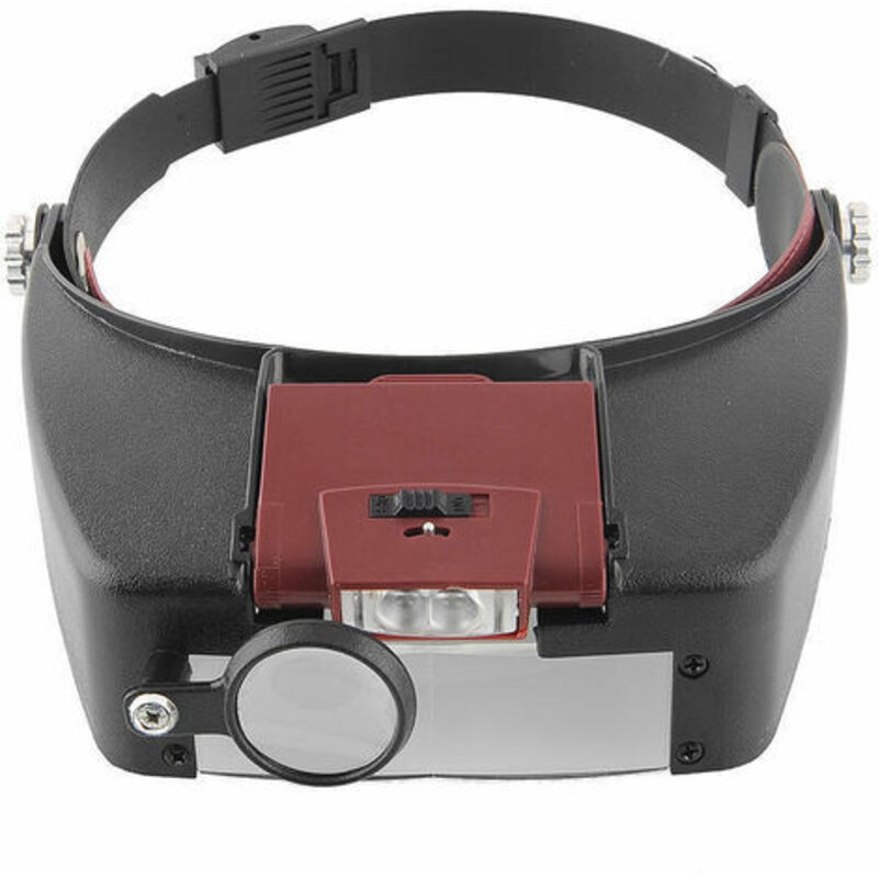 Vergrößerungsbrille Mit Helm Und Led-beleuchtung - 1,5x - 10x Zoom - Stirnlupe Mit Kopfband Und Licht Zum Lesen, Für Juweliere, Nähen Und Basteln - Rot