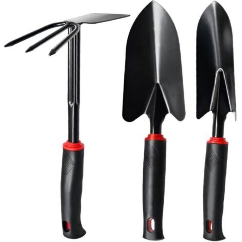 3-teiliges Gartenwerkzeug-set – Gartengeräte Aus Edelstahl Mit Rutschfestem Griff, Pflanzkelle, Verpflanzer Und Doppelhacke Für Gemüsegarten, Gewächshaus, Blumenkästen Und Grabarbeiten