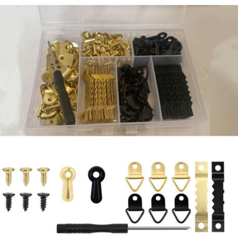 Coocheer – 281 Wandhaken Zur Dekorativen Befestigung – 40 Zahnhaken, 40 Ringhaken, 160 Schrauben – Hohe Tragfähigkeit – Installation Ohne Bohren