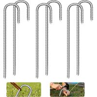 6 Stück J-förmige Erdnägel, 30 Cm Galvanisierte Stahl-zeltheringe, Camping-heringe, J-haken, Robuste Bodenbefestigungspfähle Für Campingzelte, Schaukeln Und Trampolin-vordächer