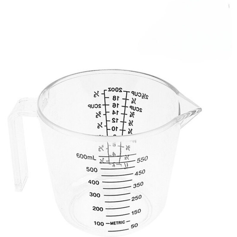 Transparenter Messbecher 600 Ml – Küchenmessbecher – Kunststoff –
