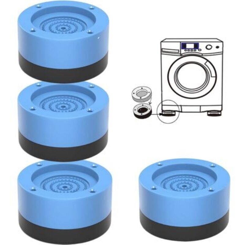 Waschmaschinen-fußpolster, 4 Stück Waschmaschinen-antivibrationspads, Rutschfeste Und Geräuschreduzierende Füße Für Waschmaschinen, Trockner, Kühlschränke (blau, 3,5 Cm)