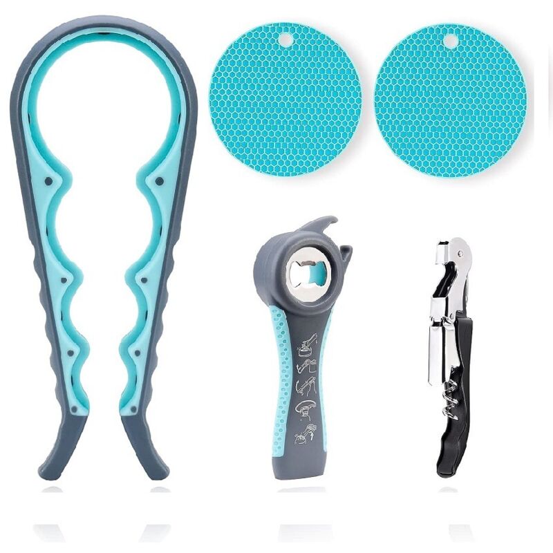 5er-set Flaschenöffner – Arthritis-hilfe – Multifunktionales Werkzeug – Blau