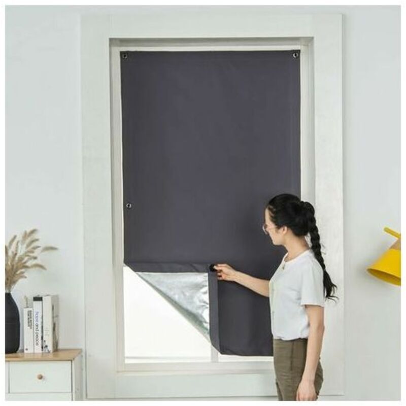 Wärmedämmender Rollladen Mit Saugnapf Zur Reflexion Von Sonnenstrahlen, Für Dachfenster, Saugnapf 60x120 Cm, Dunkelgrau