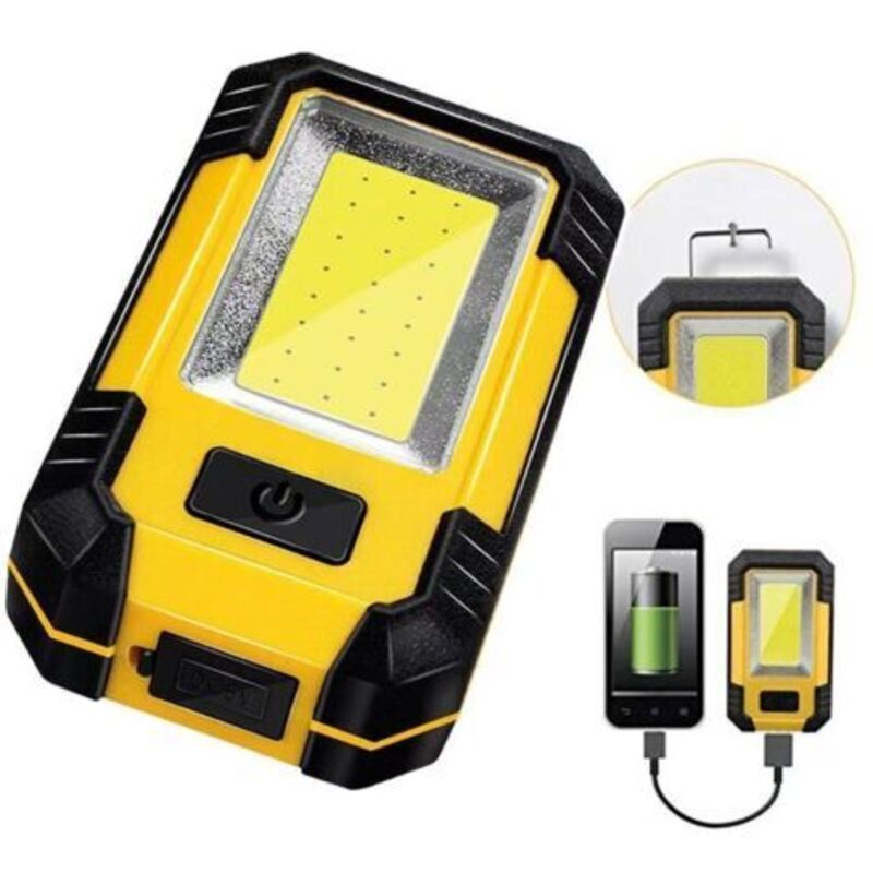 Wiederaufladbare Led-arbeitsleuchte, Cob-mechaniker-inspektionslampe Für Autos, Autoreparatur, Garage, Camping, Notfall Usw. (gelb, 1 Stück)