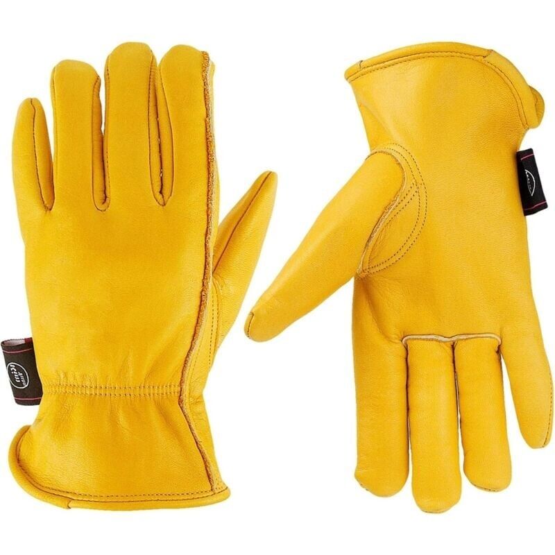 Arbeitshandschuhe Aus Leder Für Gartenarbeit, Schneiden, Bau, Landwirtschaft Und Motorradfahren, Für Männer Und Frauen, Mit Elastischem Handgelenk, M/l/xl, Gelb (m)