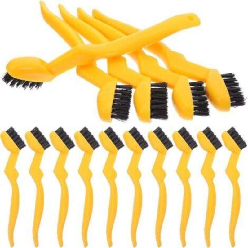 Set Aus 30 Kleinen Industriellen Nylonbürsten In Gelb, Reinigungsbürste Für Rohre, Dichtungen Und Rillen, Ergonomischer Griff, Für Küche, Bad Und Grill