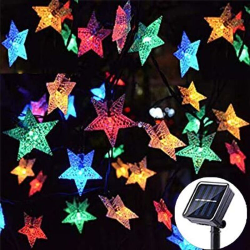 Solarbetriebene Lichterkette Für Außenbereich, 30 Led-sterne-lichterkette Mit Solarbetrieb Und 8 Modi, Wasserdichte Dekoration Für Garten, Terrasse, Party, Hochzeit (mehrfarbig)