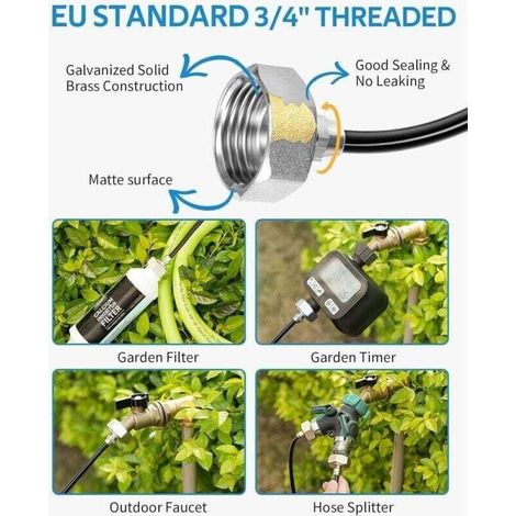 Außennebelgerät, 8m Terrassen-nebelgerät Mit 7 Nebeldüsen +2 Ersatzdüsen +1 Adapter (aus Messing, 3/4)