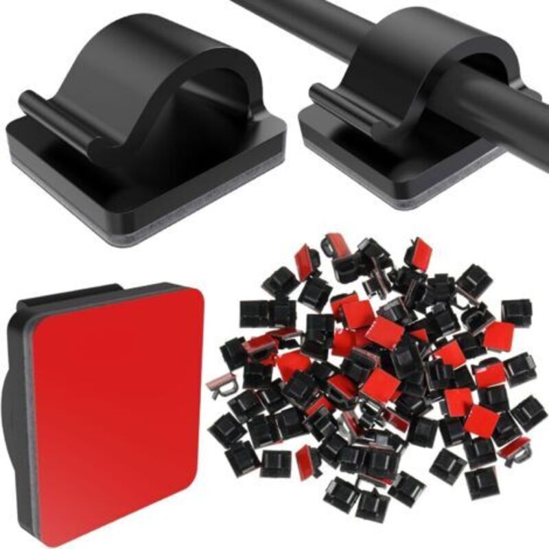100er-pack Selbstklebende Kabelclips Für Lichterketten - Verbesserte Wandhalterung Zur Kabelverwaltung - Weihnachtsbeleuchtung Unter Dem Schreibtisch (klein, Schwarz)