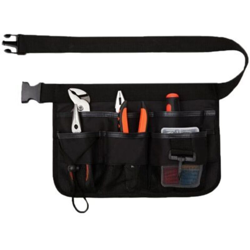 Gartenwerkzeug-gürtel, Verstellbare Werkzeugtasche Für Den Gürtel, Werkzeuggürtel Mit 7 Taschen, 600d Oxford-gewebe (schwarz)