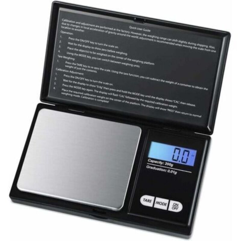Präzisionswaage 200 G/0,01 G Kleine Hochpräzise Waage Mit Hintergrundbeleuchtetem Lcd-display Und Tarafunktion (schwarz)