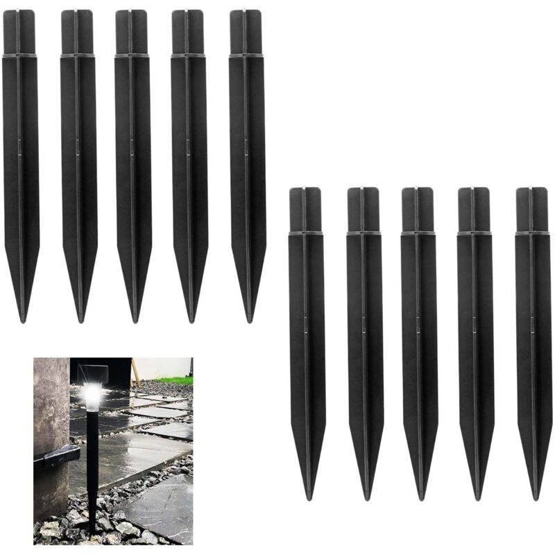 Erdspieß, Verstärkter Erdspieß, Solar-taschenlampen, Gartenpfähle, Gartenlicht-pfähle, Landschaftslicht-halterung Für Schwarze Hofwegmarkierungen (10 Stück)