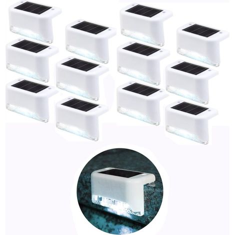 Wasserdichte Solarzaunleuchte, Solarbrückenlicht, Treppenlampe, Led-solargartenleuchten Ip65 Für Zaun, Treppe Und Terrasse (weißes Licht-weiß, 12 Stück)