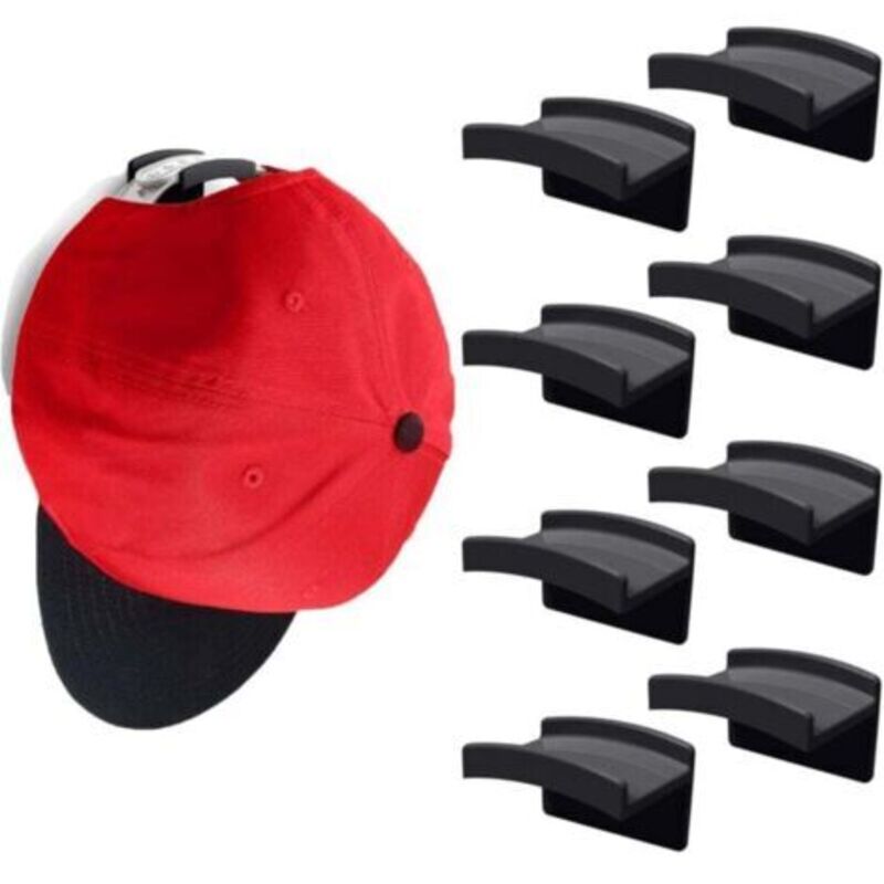 Klebehaken Für Hüte An Der Wand (8er-pack - Schwarz) - Minimalistisches Design Für Huthalter, Kein Bohren Erforderlich, Stark Haftende Huthalter