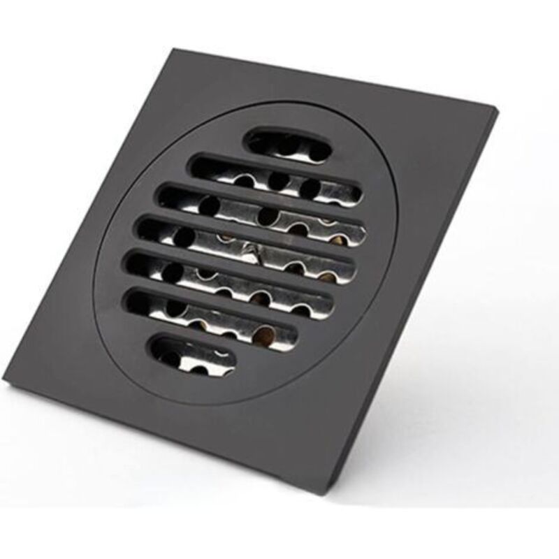 Quadratischer Duschablauf Aus Matt-schwarzem Messing, Geruchsneutral, 10 Cm, Für Badewanne Und Dusche, Abflussgitter, Duschablauf, Haarfang, Deckel Für Außendusche