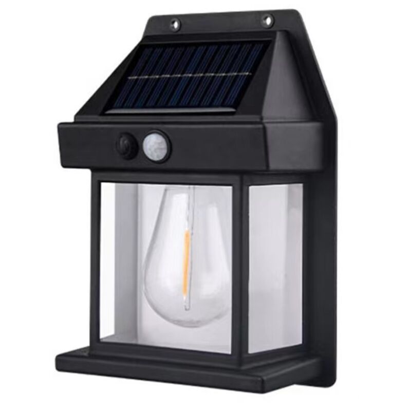 Schwarze Solarbetriebene Wandleuchte - Wasserdichte Außenbeleuchtung - Wandleuchte Mit 3 Lichtmodi Und Sensor - Beleuchtung Für Garten Oder Terrasse