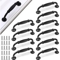 10er-set Schwarze Möbelgriffe Aus Aluminium Für Küche, Schublade Und Schrank – Lochabstand 96 Mm – Für Büros Und Schränke