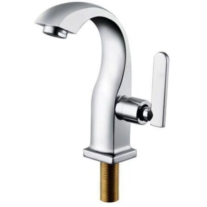 Einziger Kaltwasserhahn Chrom Badezimmer Waschbecken Wasserhahn Kupfer Einhebelgriff Auslauf Becken Bad Kaltwasserhahn Haus Garten Zubehör