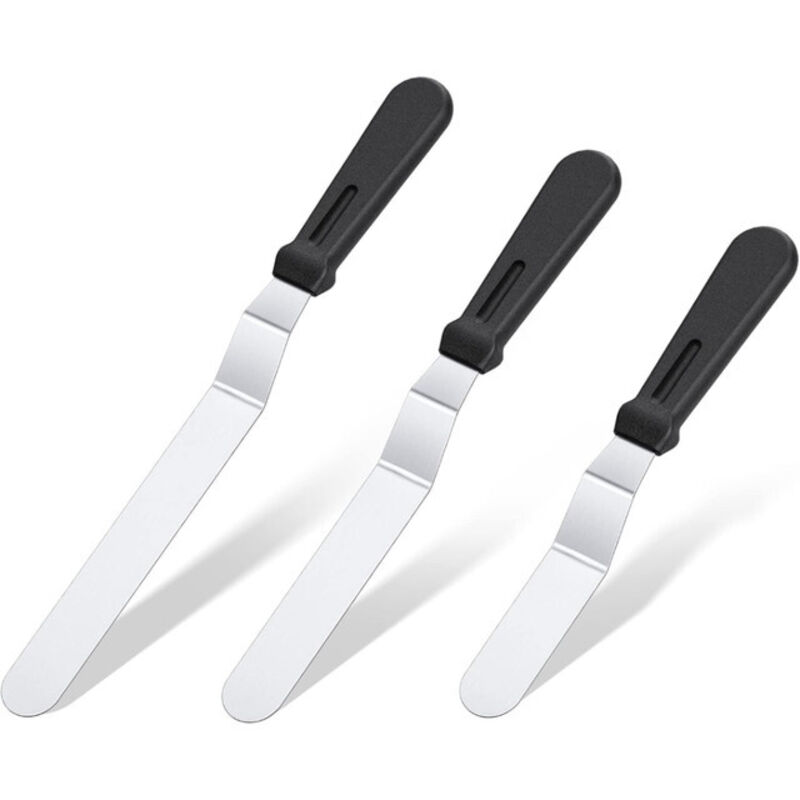 Set Aus 3 Butter- Und Kuchenspateln, Edelstahl, Silberfarben