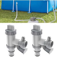 Schlauchadapter Für Oberirdische Pools Mit Wartungs-/absperrventil Und Schlauchhalterung, Poolzubehör Für Pumpensysteme, Für 32/38 Mm Schläuche (2er-pack)