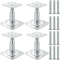 4er-set Verzinkte Pfostenhalter – 100 Bis 150 Mm – Höhenverstellbar – Zum Schrauben – Verzinkt – Für Zäune, Carports, Pergolen Und Bauarbeiten