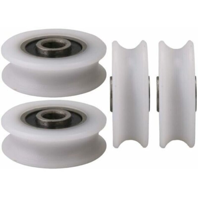 4er-set Nylon-u-nuten-rollen Für Schiebetüren – Innendurchmesser 4 Mm – Max. Belastung 27 Kg – Flexible Führungsschiene Aus Kunststoff Und Stahl