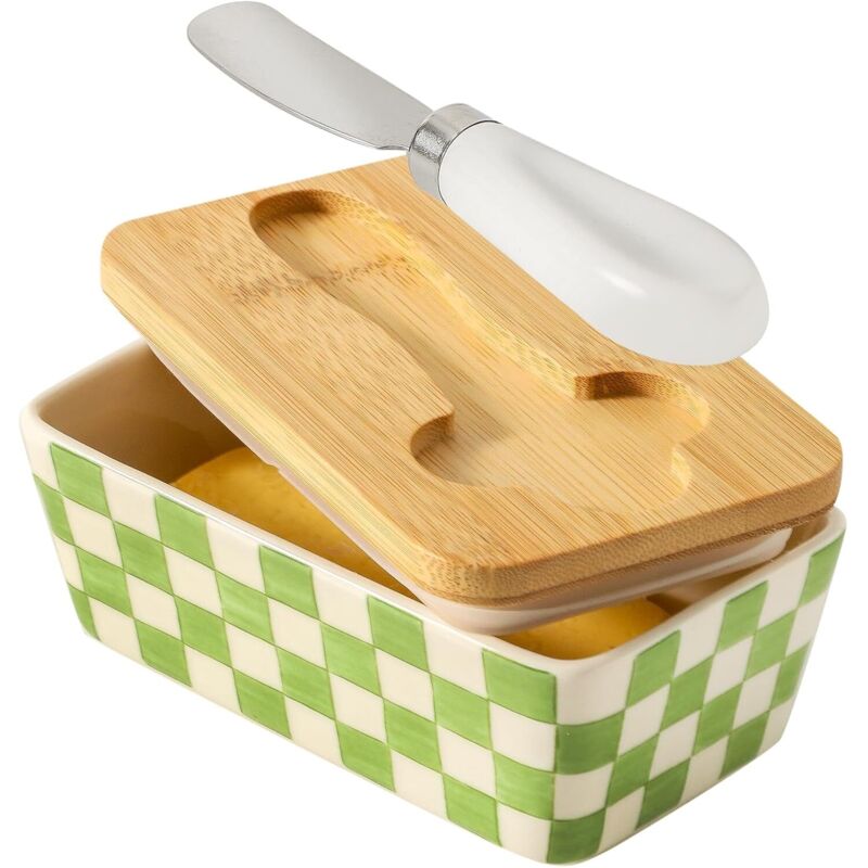 Keramik-butterdose Mit Deckel Und Messer, Europäische Käsebox